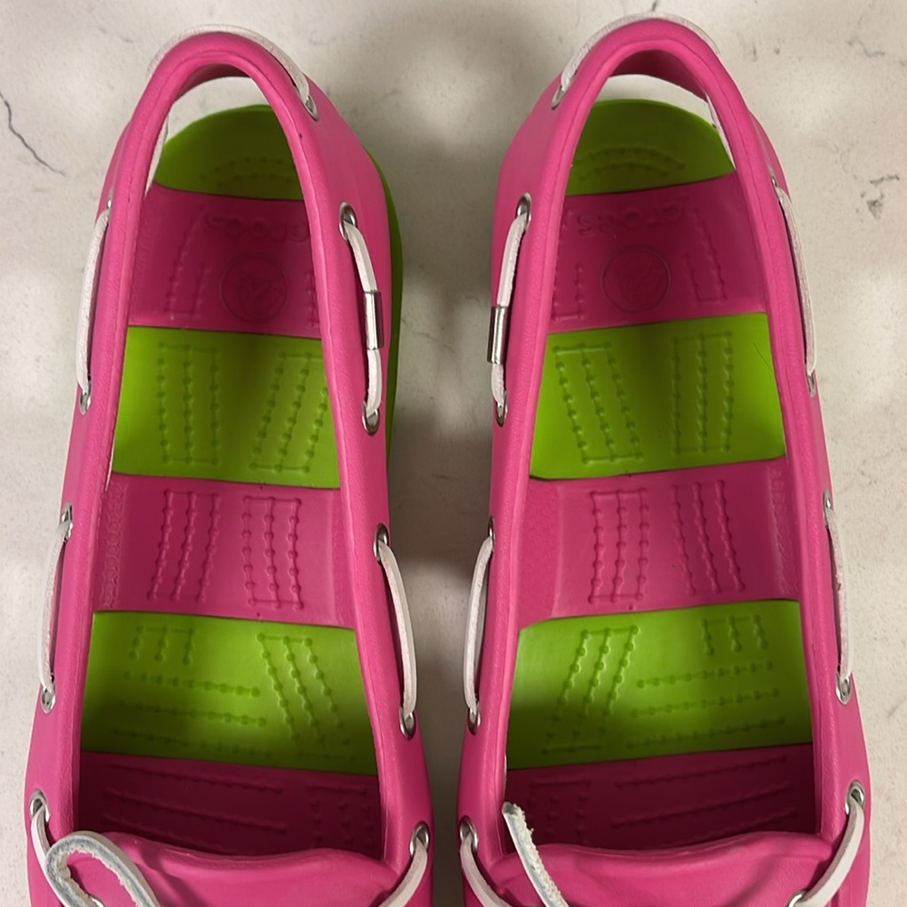 Crocs Beach Line Slip-On Boat Shoes Pink and Green Size 8 - Picture 14 of 15